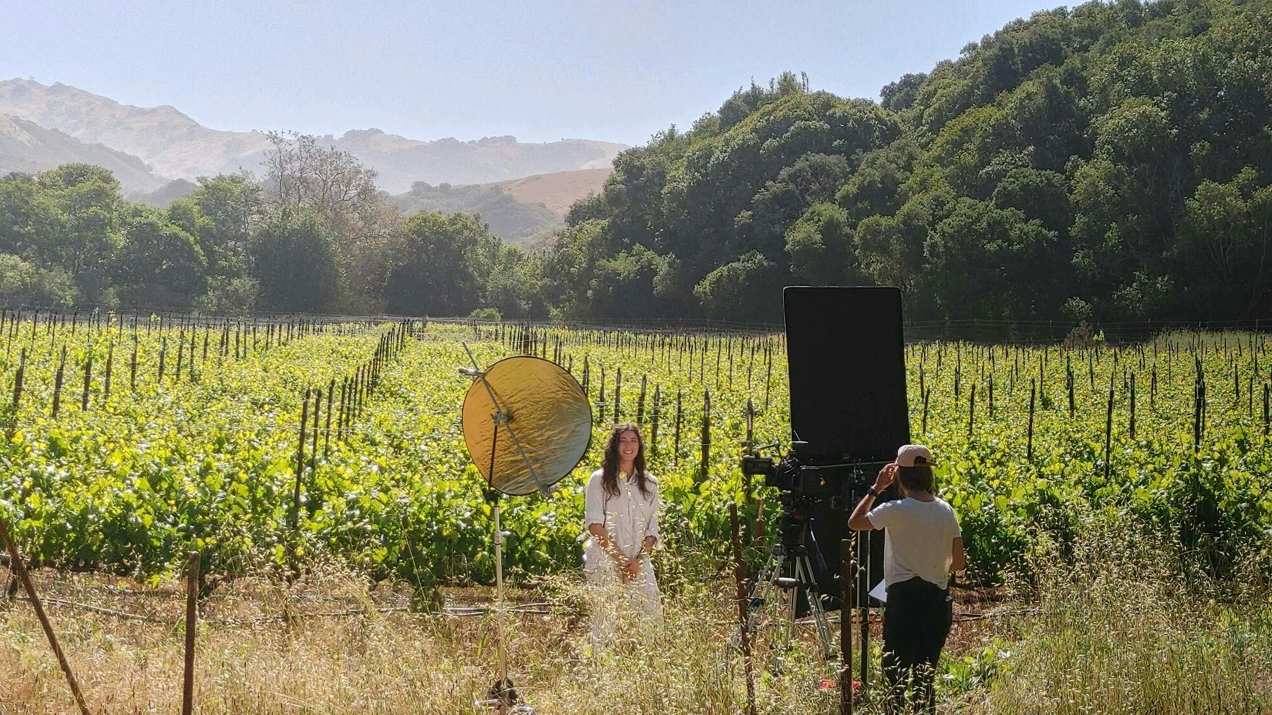 @Bruxa & @Cowtools on Phelan Farm in front of the Pinot Noir vines, shooting a little doc + TT trailer with Rajat Parr in Central Coast, CA.